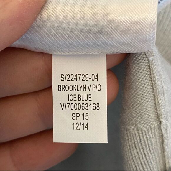 Gap v neck light blue nylon merino extra fine wool long tunic sweater size L - Picture 6 of 10